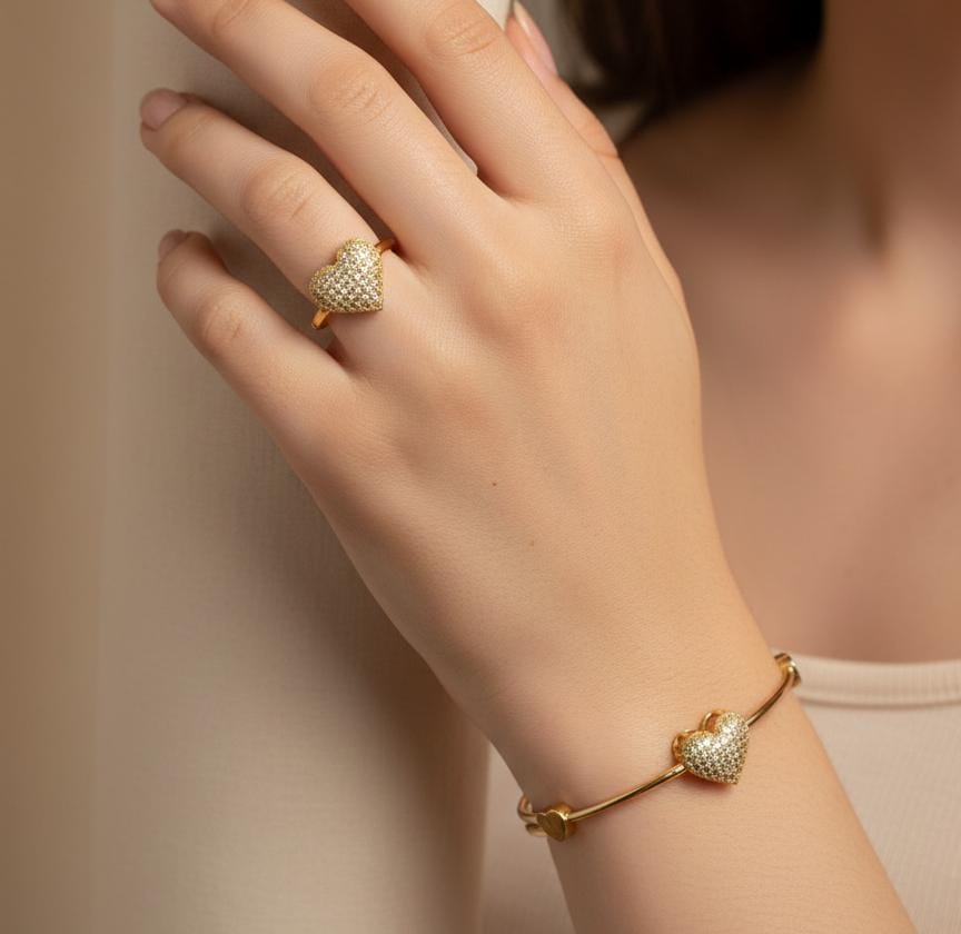 Heart Bracelet & Ring Set