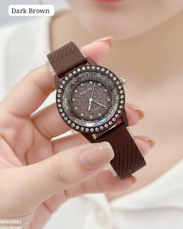 Bolun Moving Stone Crystal Dial Ladies China Brand Watch